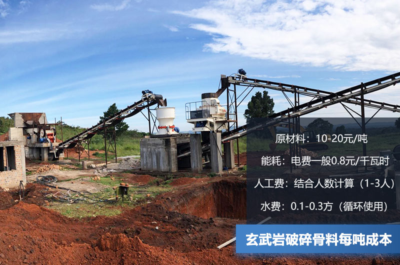玄武巖破碎骨料每噸成本多少錢？玄武巖破碎設(shè)備有哪些？